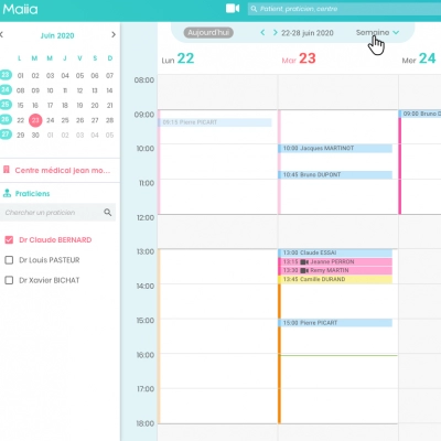 Agenda Maiia d'un médecin